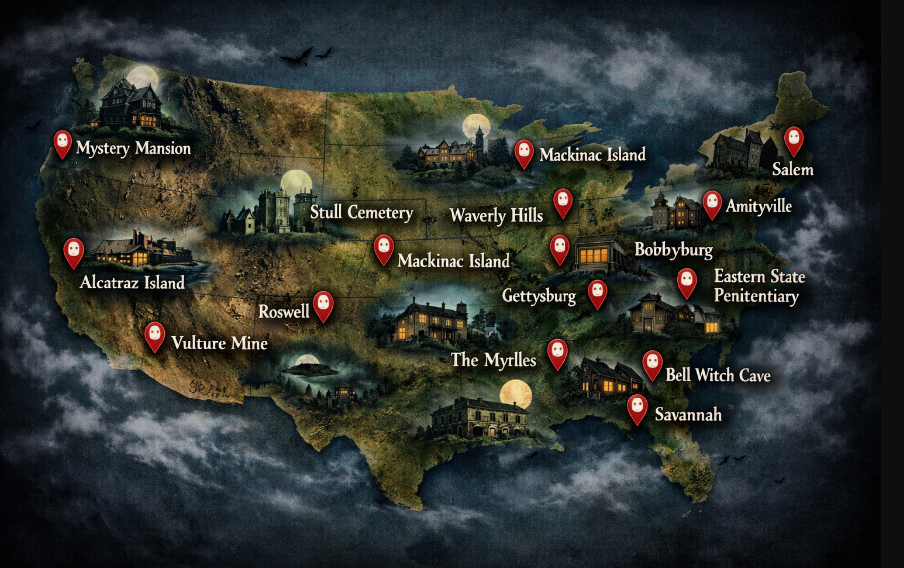 Haunted USA Map